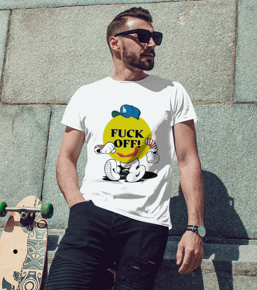 Los Angeles Dodgers Hat Smiley Face Fuck Off T-Shirt