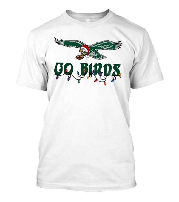 Philadelphia Eagles Christmas 2026 Go Birds Football Santa Hat Lights T-Shirt