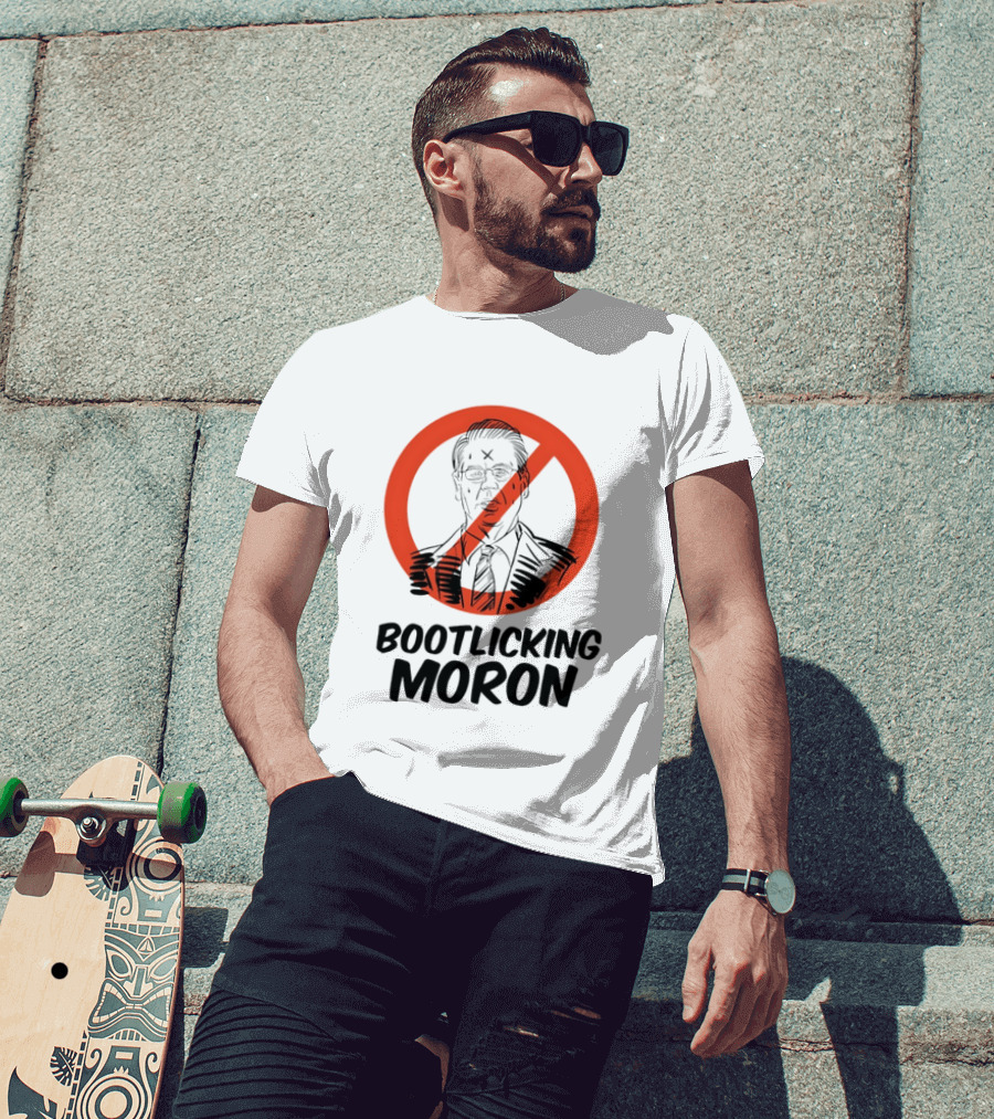 Bootlicking Moron Red Circle And Slash Face T-Shirt