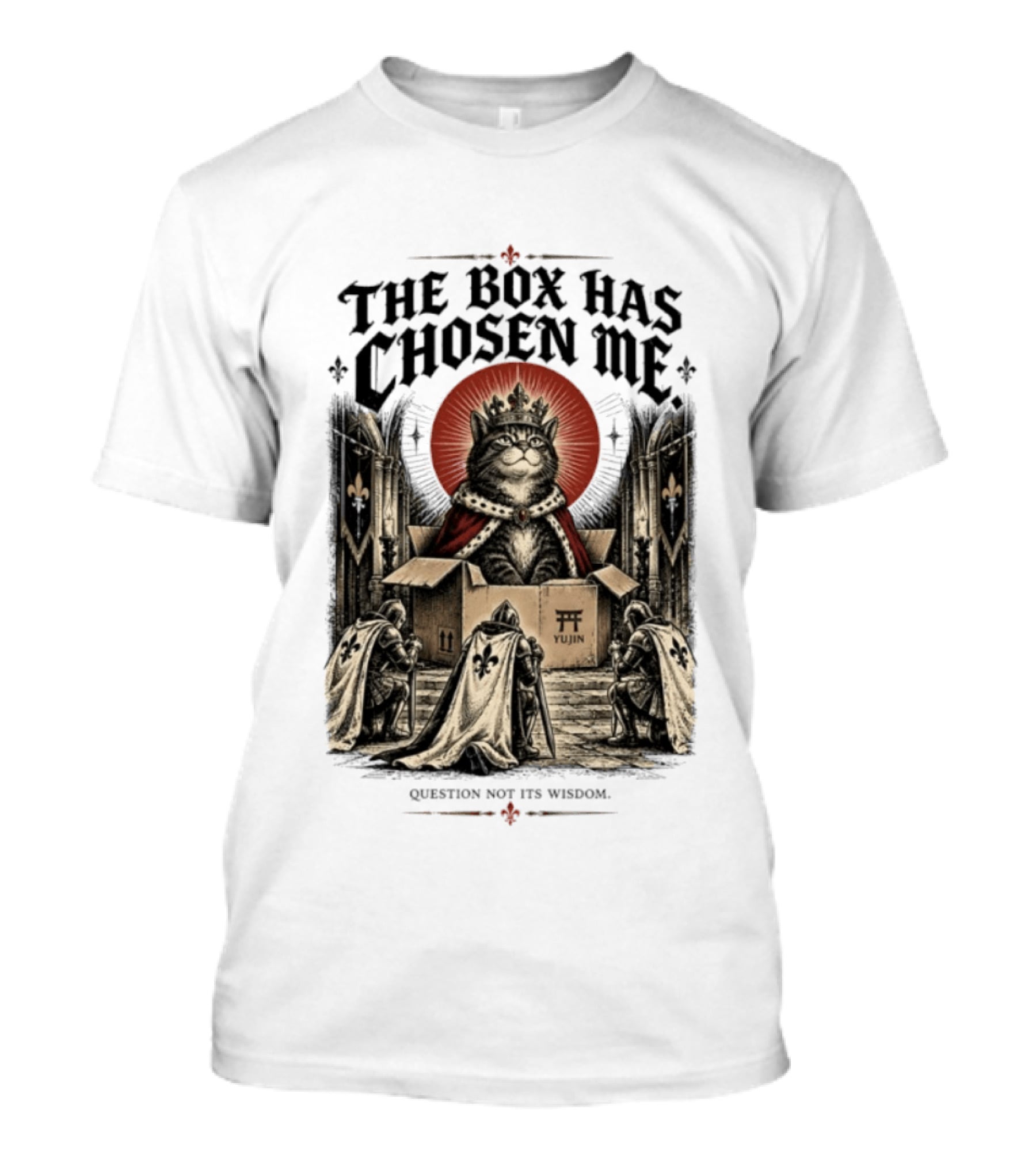 The Box Has Chosen Me Cat Yujin Question Not Its Wisdom Medieval Knights T-Shirt