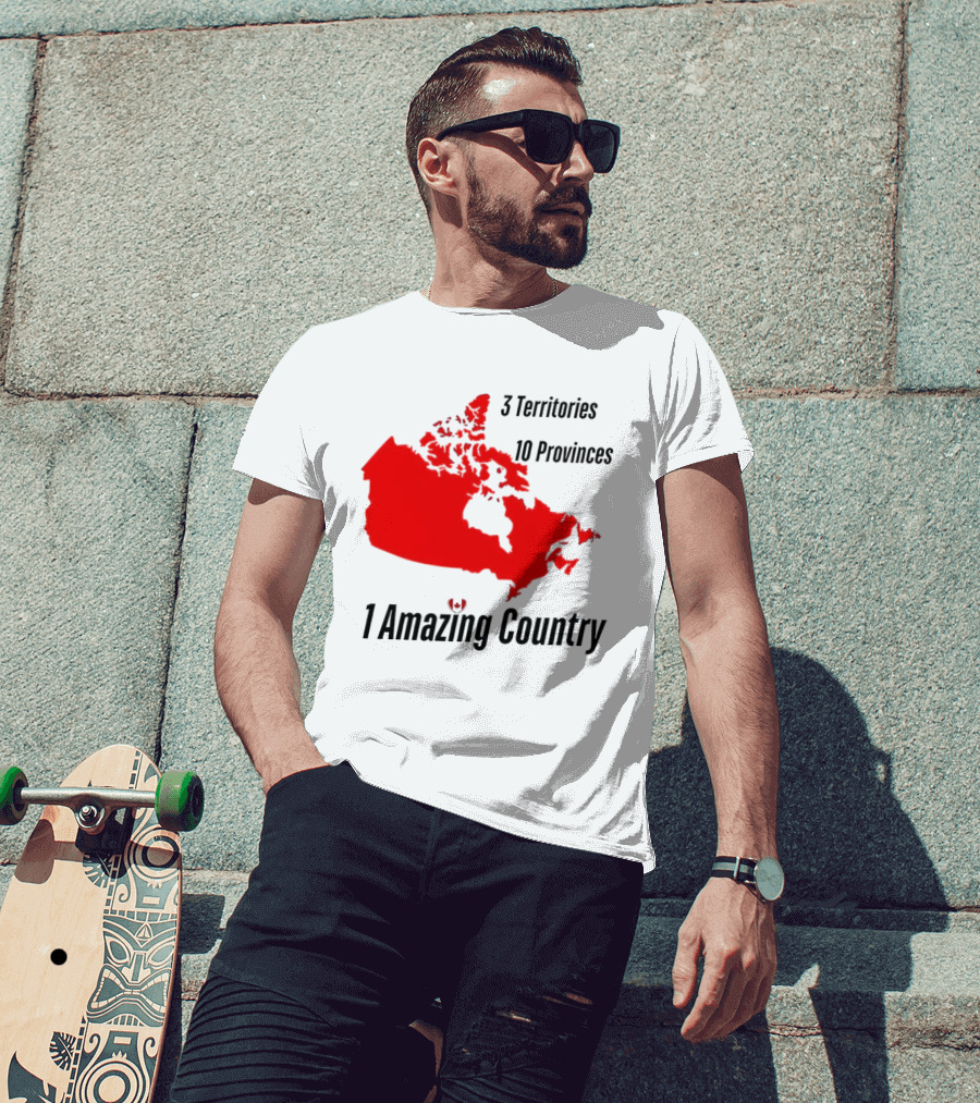 3 Territories 10 Provinces 1 Amazing Country Canada Map T-Shirt