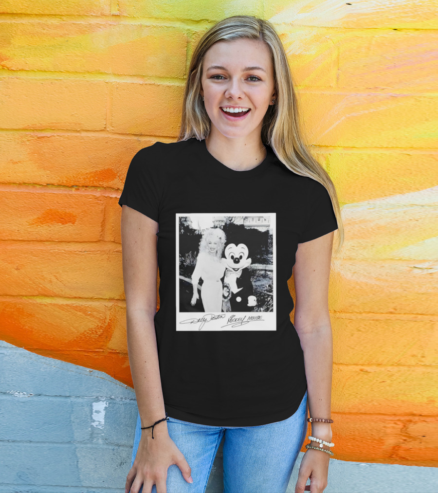Dolly Parton Mickey Mouse Autograph Polaroid Disney Collaboration T-Shirt