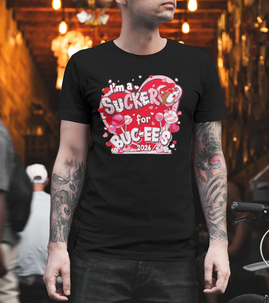 I'm a Sucker for Buc ee's 2026 Valentine's Hearts and Lollipops T-Shirt