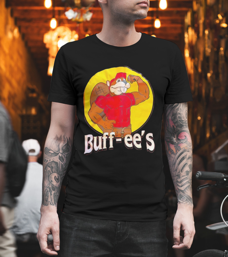 Buff Ee's Gym Muscular Beaver Flexing Muscles T-Shirt