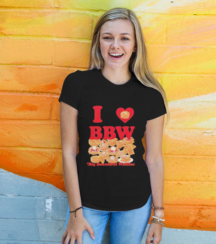 I Love BBW Big Beautiful Waffles Fun Food Lover Festival T-Shirt