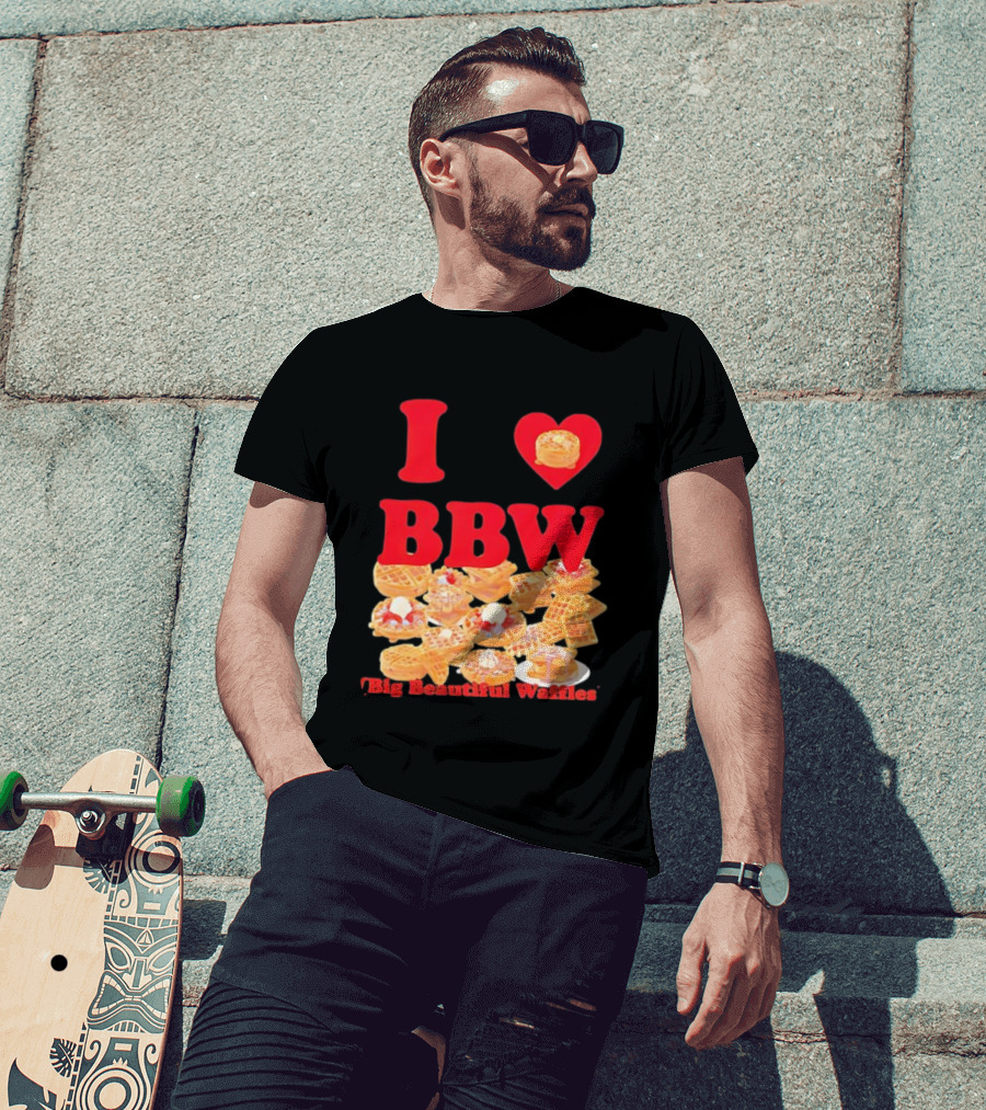 I Love BBW Big Beautiful Waffles Fun Food Lover Festival T-Shirt