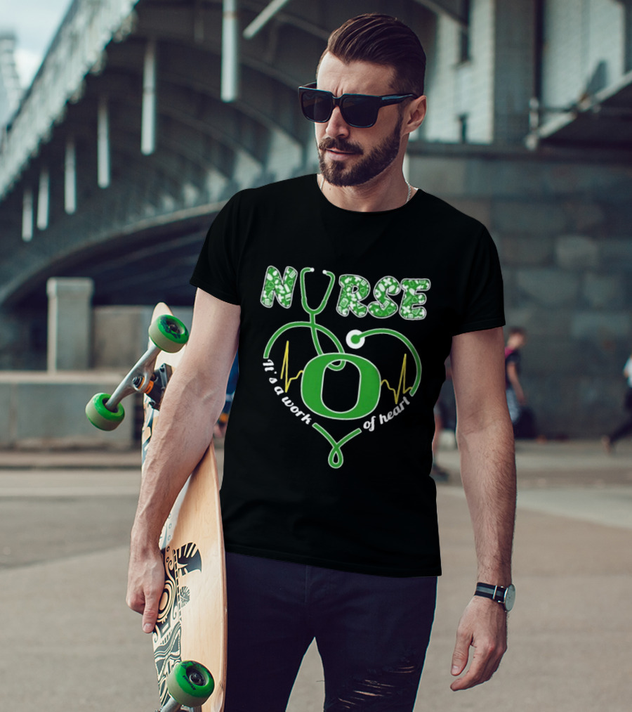 Oregon Ducks Nurse It’s A Work Of Heart Stethoscope T-Shirt
