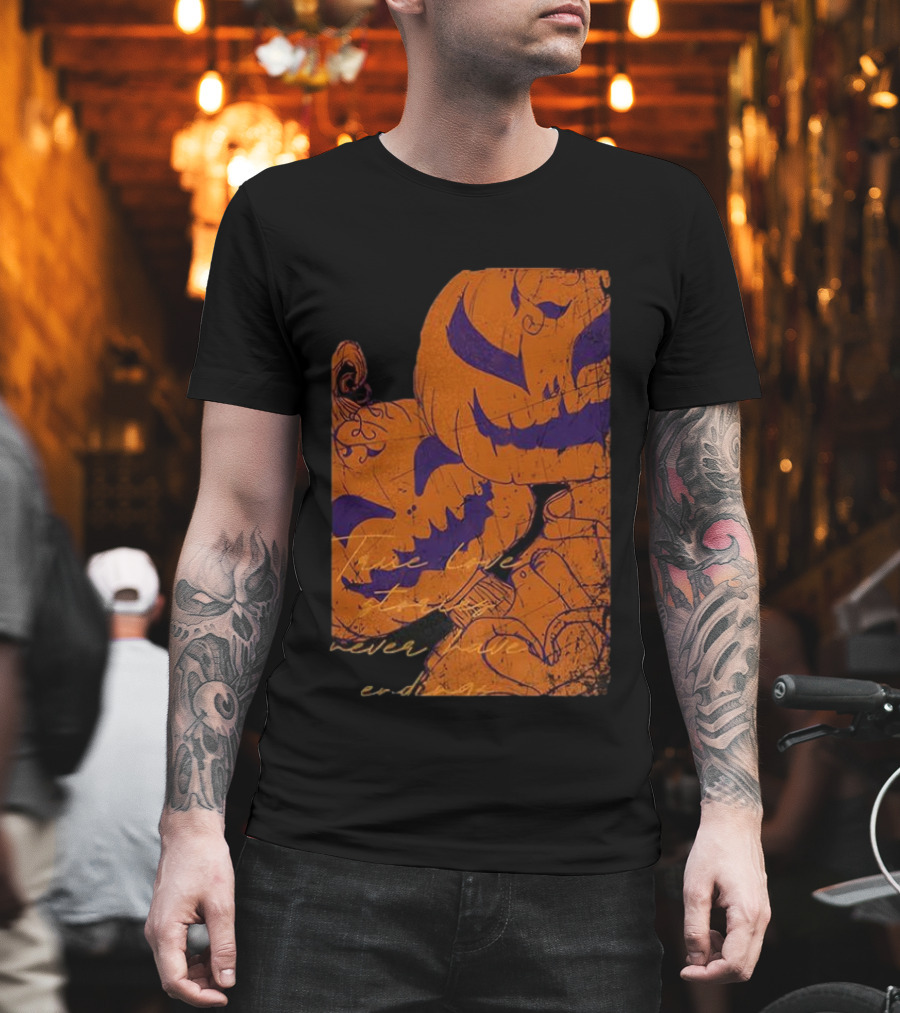 Pumpkin Head Selfie Love Stories Never Ending T-Shirt