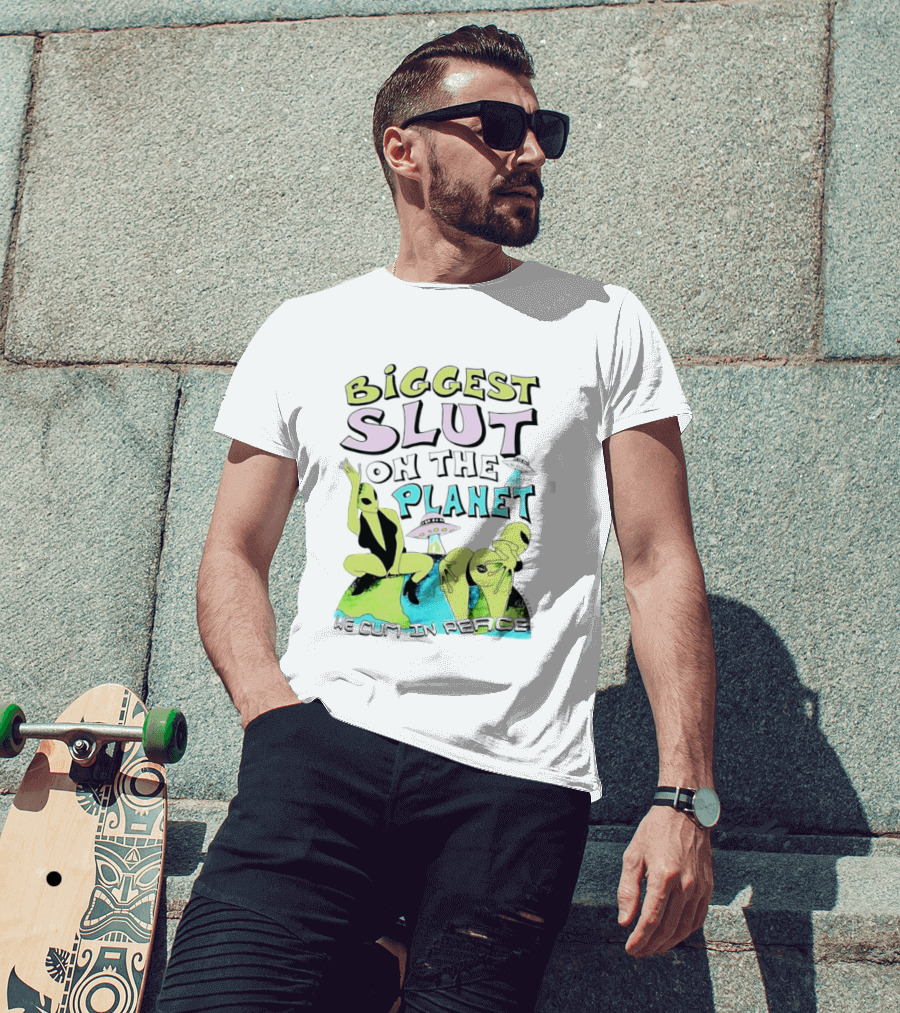Biggest Slut On The Planet We Cum In Peace Teen Hearts Clothing Co Spaceship Aliens T-Shirt
