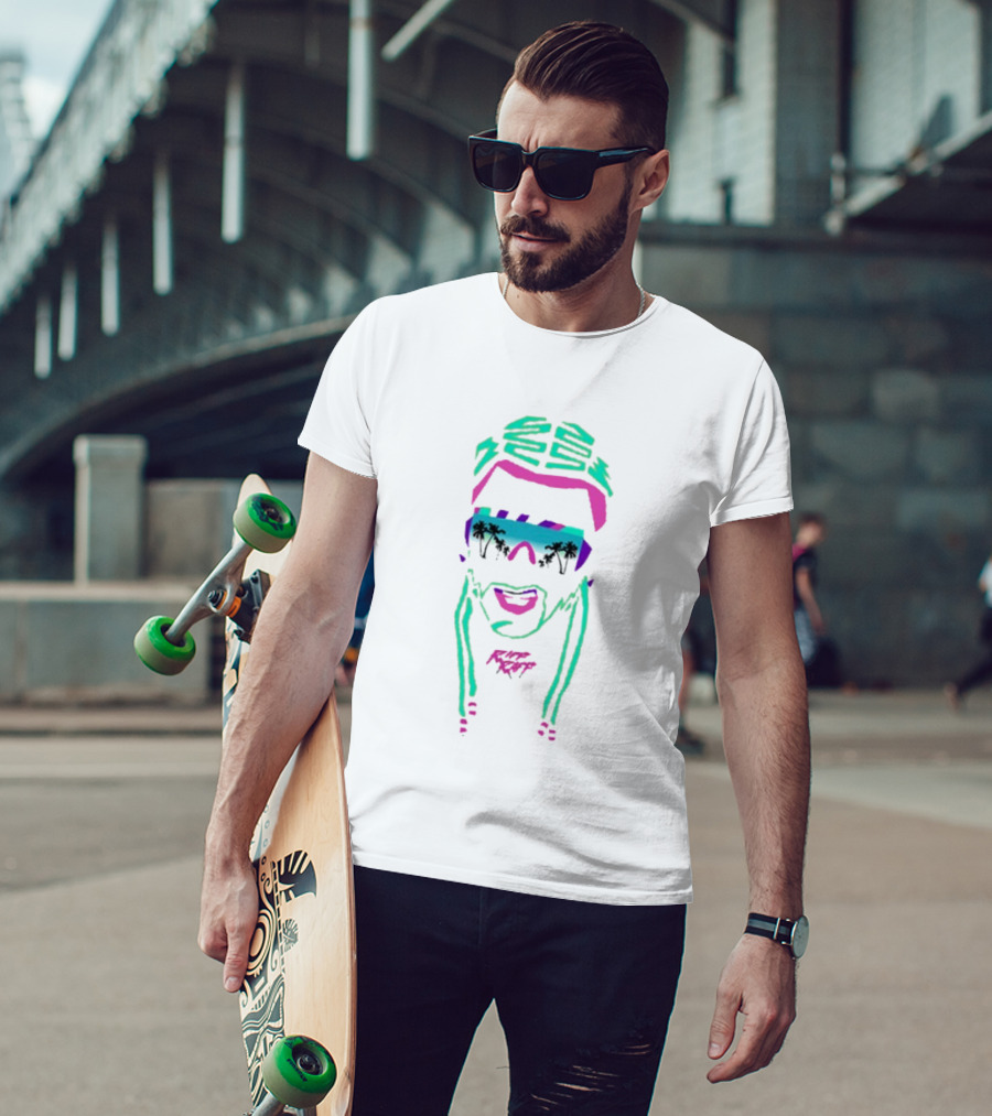 Dale Dan Tony Aquaberry Icōn Neon Sunglasses Tropical Vibes Retro 80s T-Shirt