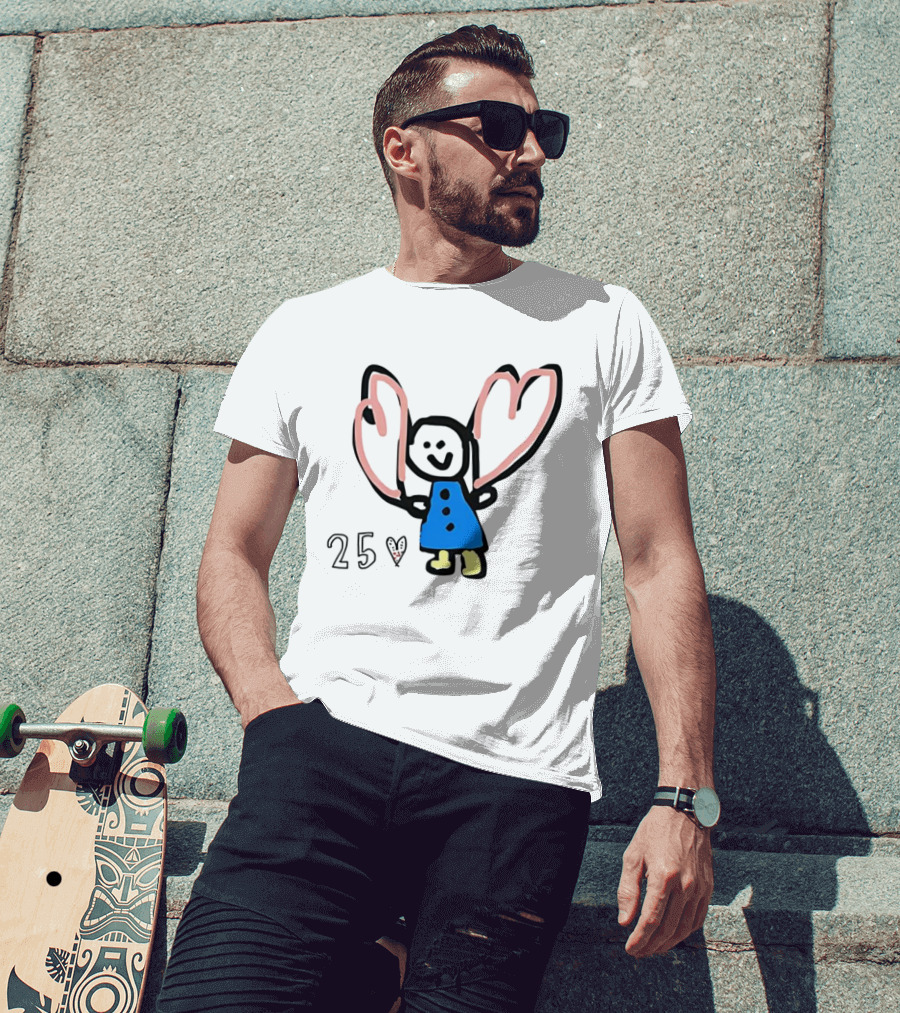 Special Cartoon X Mas Heart Butterfly Wings Blue Dress T-Shirt