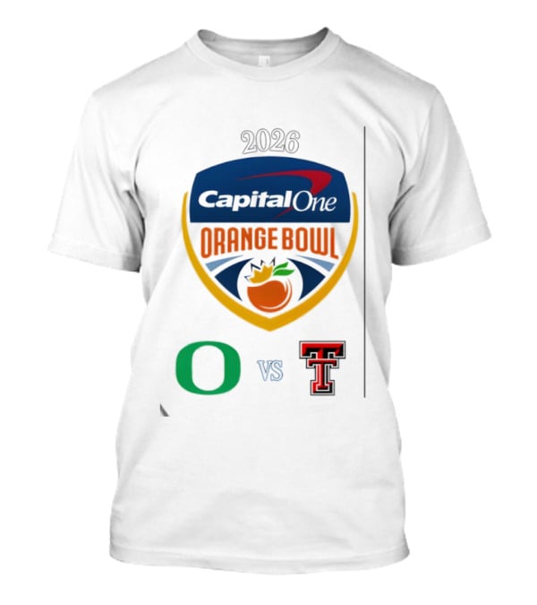Oregon Ducks Vs Texas Tech Red Raiders 2026 Capital One Orange Bowl Matchup T-Shirt