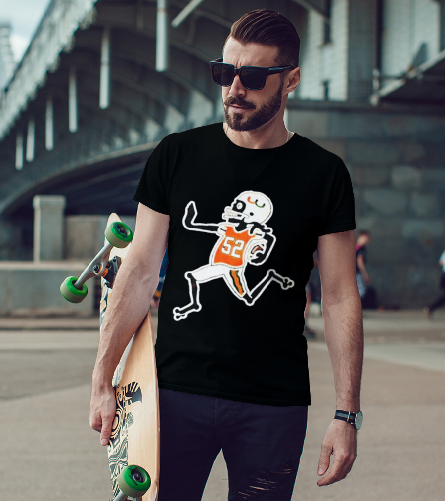 Francisco Mauigoa Skeletal 52 Miami Hurricanes Football Player T-Shirt