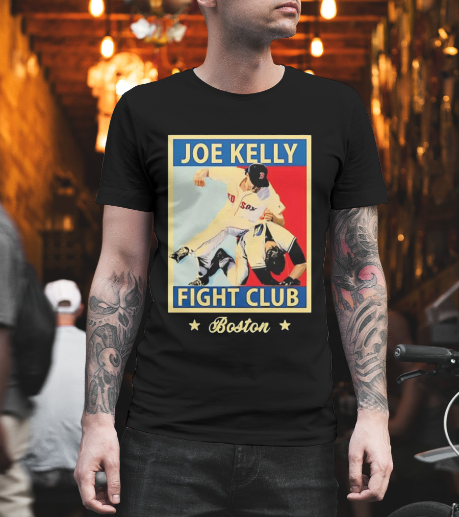 Joe Kelly Fight Club Boston Red Sox Baseball Action T-Shirt