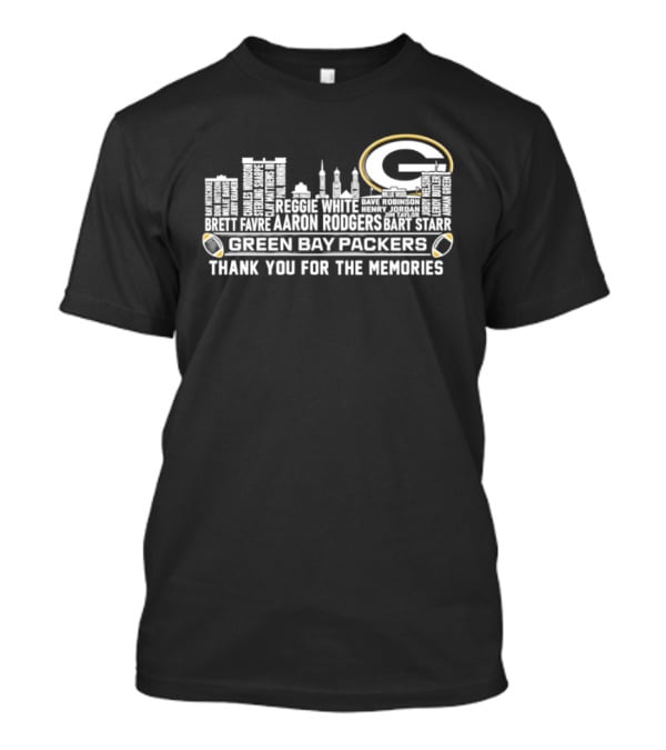 Green Bay Packers Aaron Rodgers City Skyline Thank You For The Memories T-Shirt