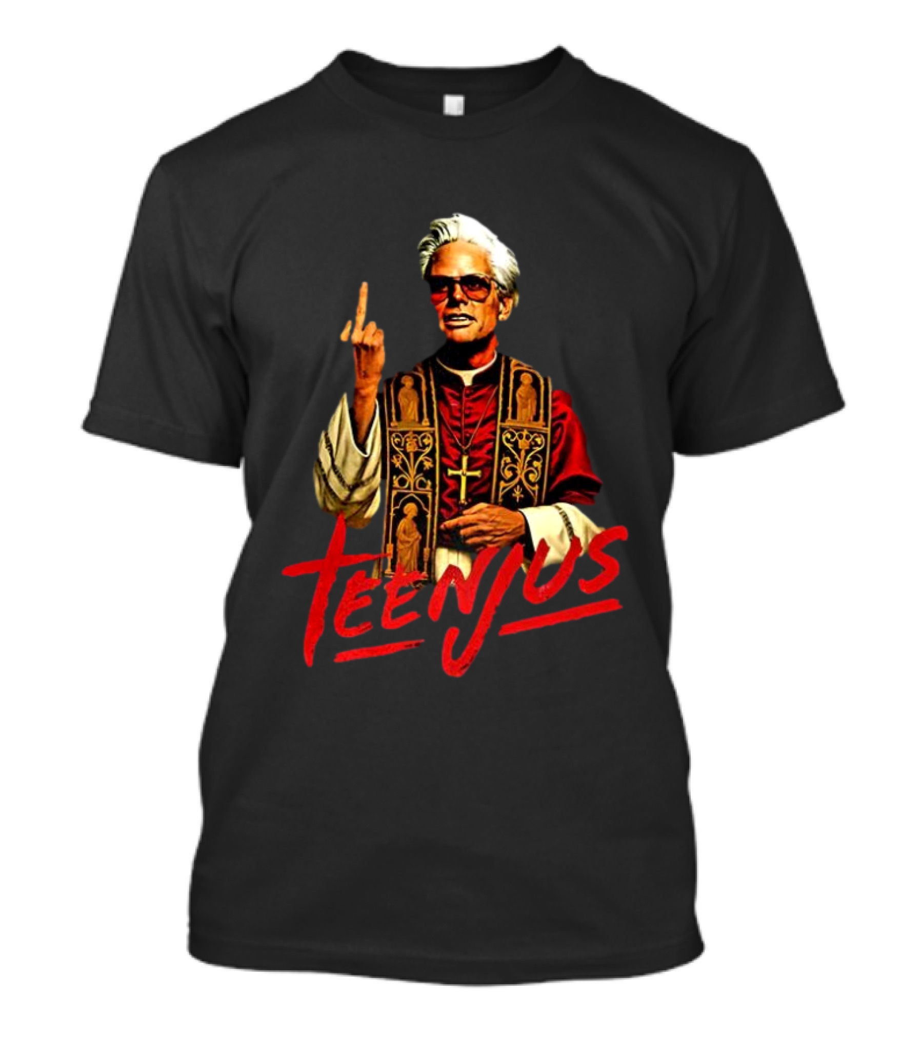 Saint Billy Middle Finger Teenjus Caricature T-Shirt