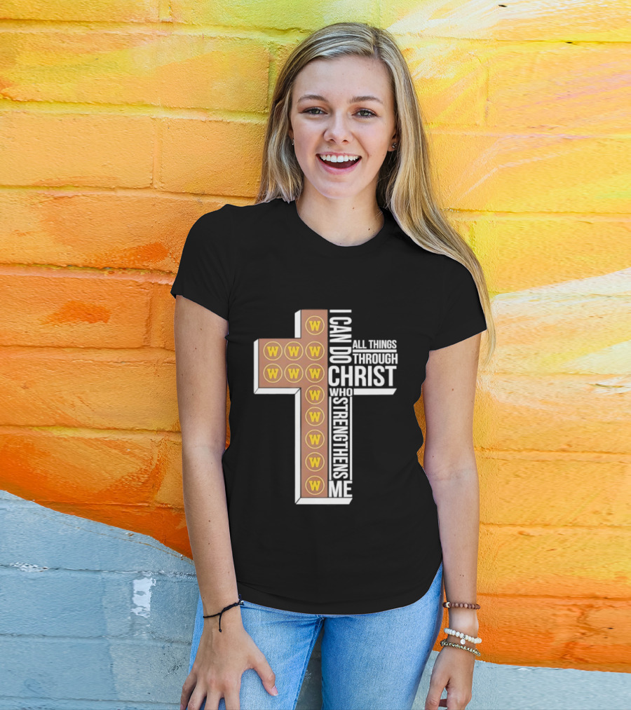 San Diego Padres W Logo Cross I Can Do All Things Through Christ Who Strengthens Me T-Shirt