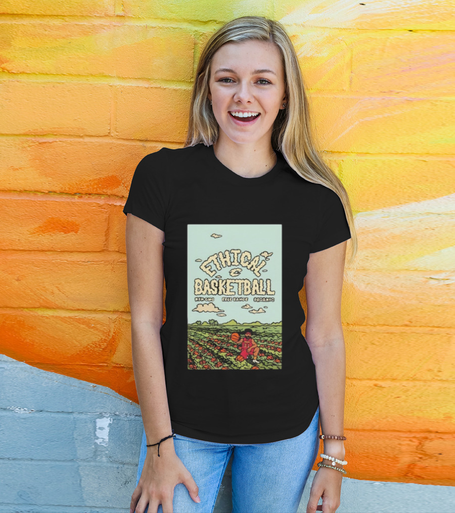 Ethical Basketball Non GMO Free Range Organic Vintage Style Cartoon Player T-Shirt