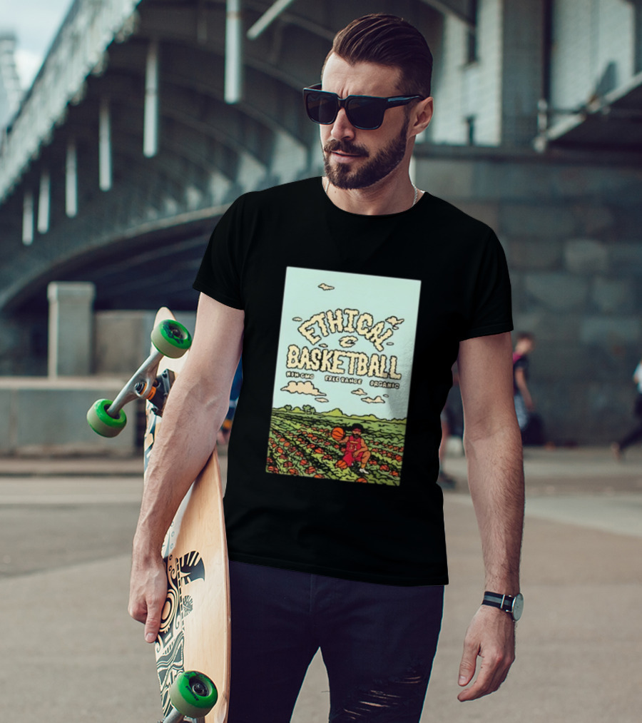 Ethical Basketball Non GMO Free Range Organic Vintage Style Cartoon Player T-Shirt