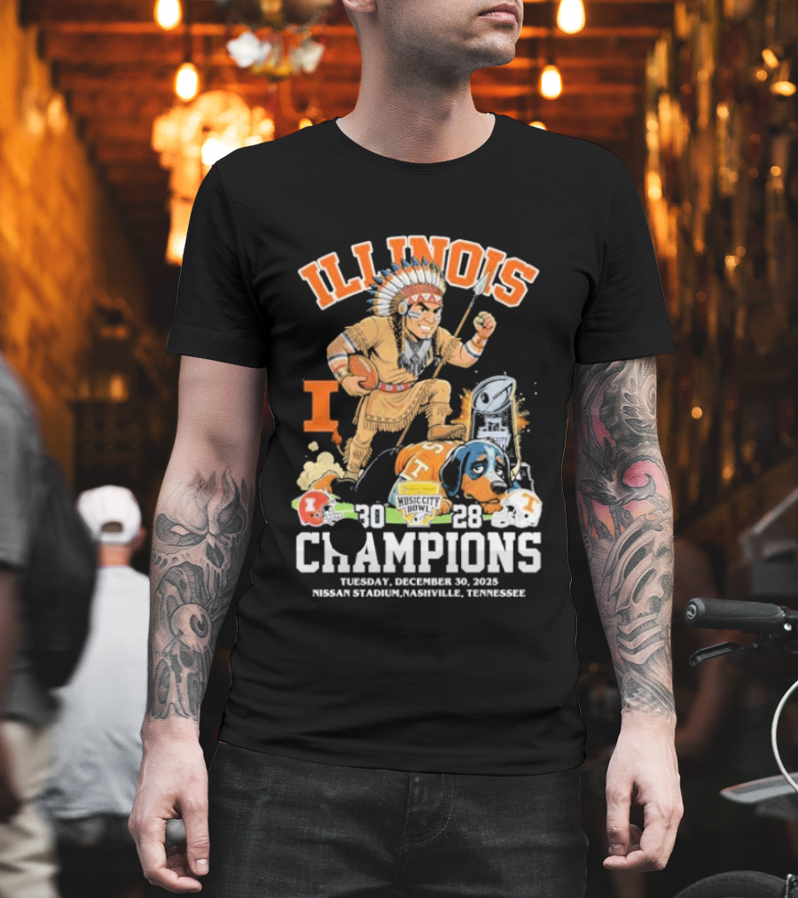 Illinois Fighting Illini Music City Bowl 2025 Champions December 30 Nashville 30 28 Score T-Shirt