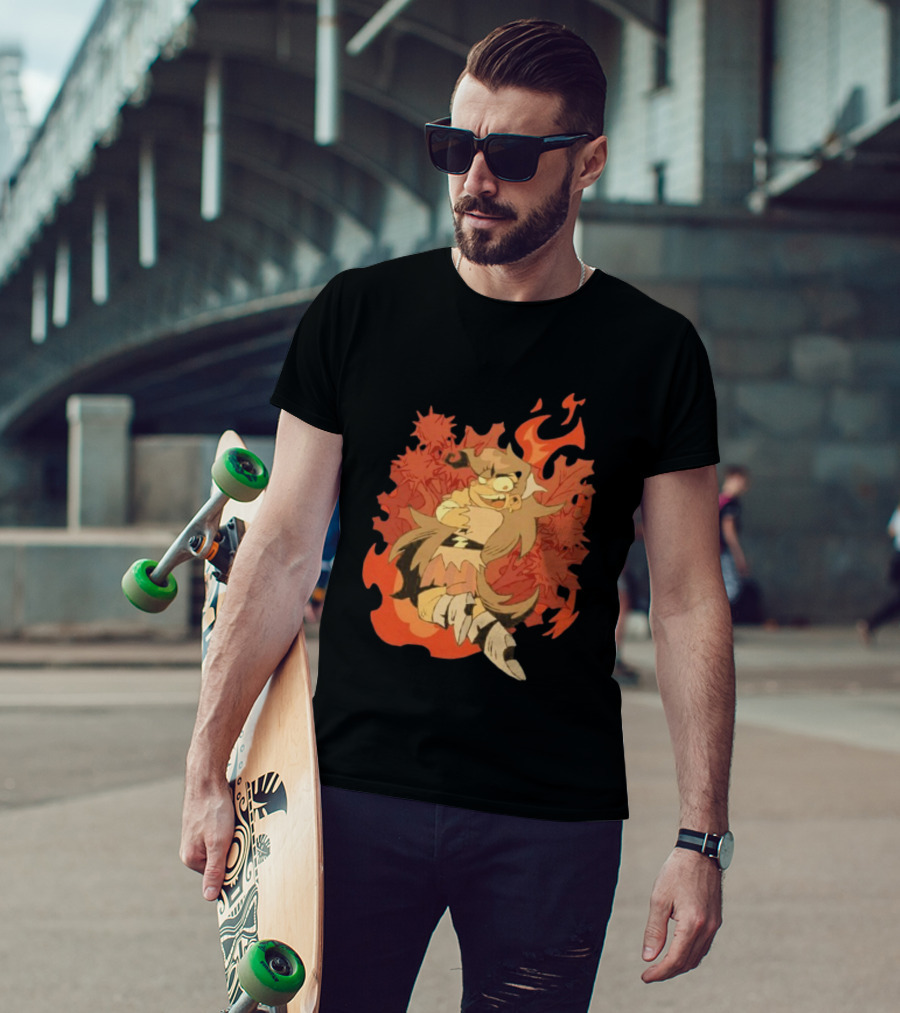 Zeddyzi Ramshackle Vinnie Vibes Flame Character Art Anime T-Shirt