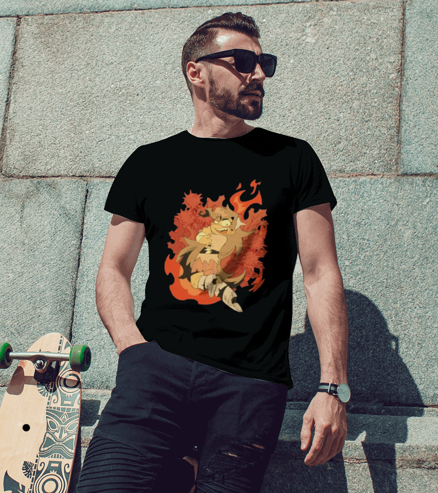 Zeddyzi Ramshackle Vinnie Vibes Flame Character Art Anime T-Shirt