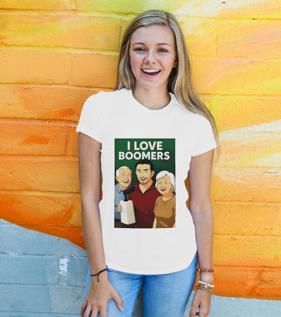I Love Boomers Family Cartoon Style Nostalgic Humor T-Shirt
