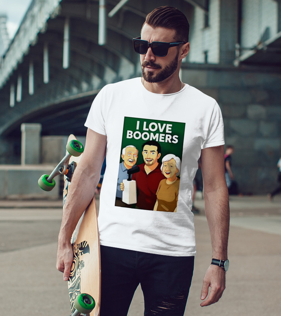 I Love Boomers Family Cartoon Style Nostalgic Humor T-Shirt