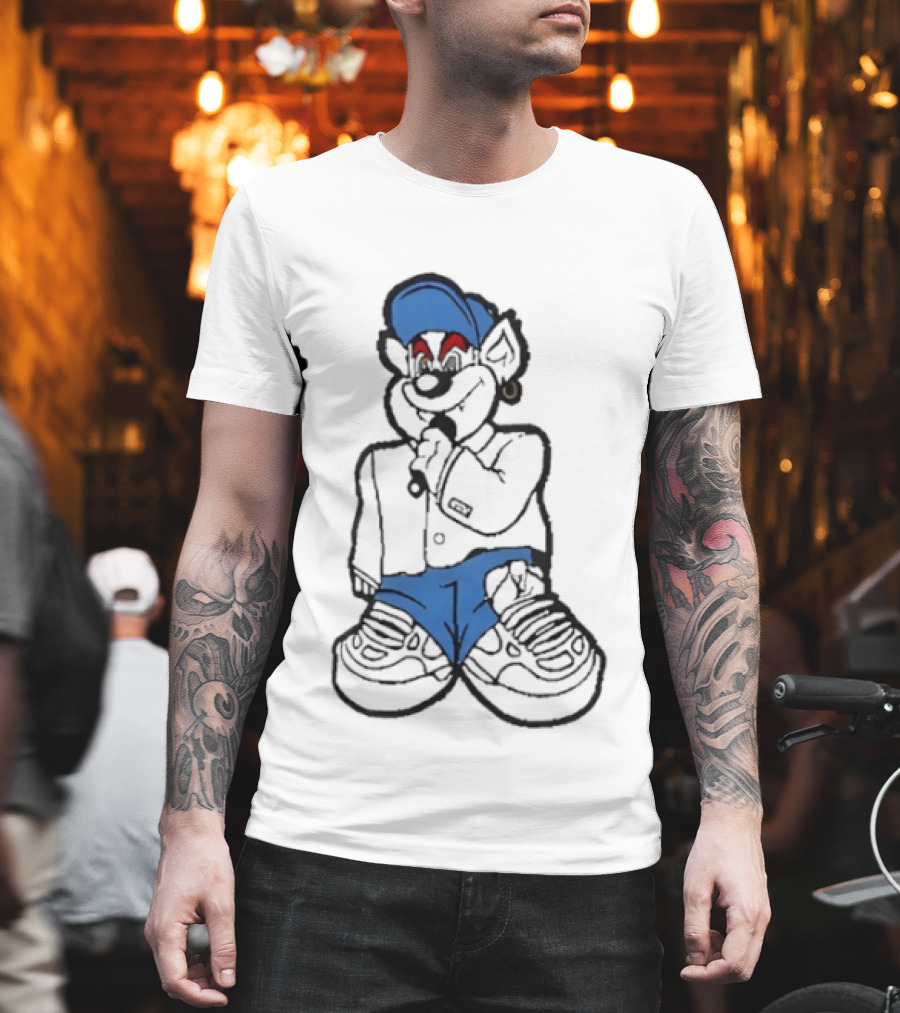 Travis Kelce Cartoon Bear Streetwear Charm Blue Cap Hip Hop T-Shirt