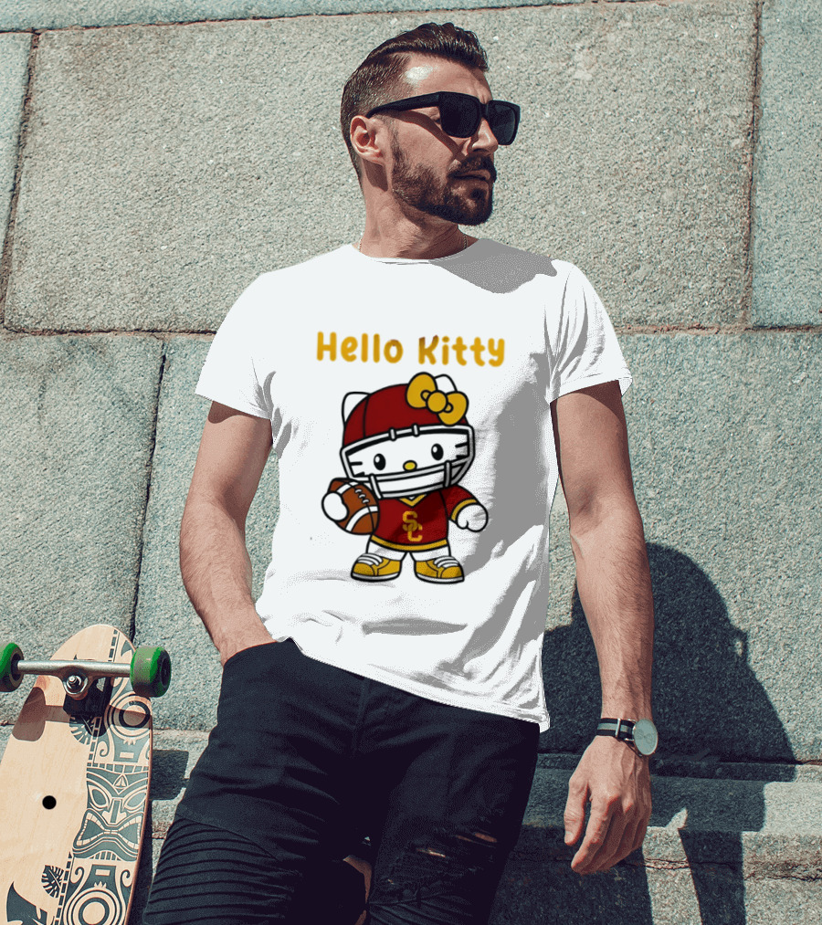 USC Trojans X Hello Kitty Football Fan Collaboration T-Shirt