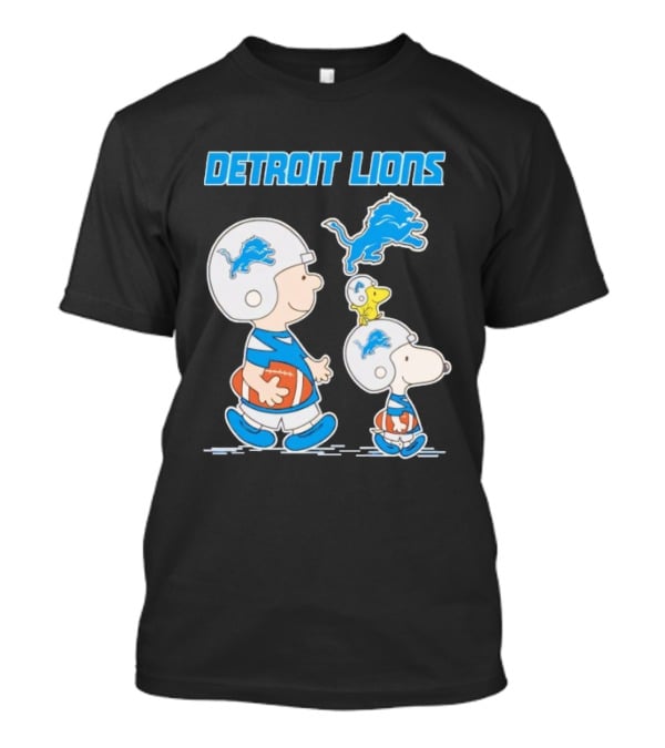 Detroit Lions Snoopy Charlie Brown NFL Football Peanuts Collaboration T-Shirt