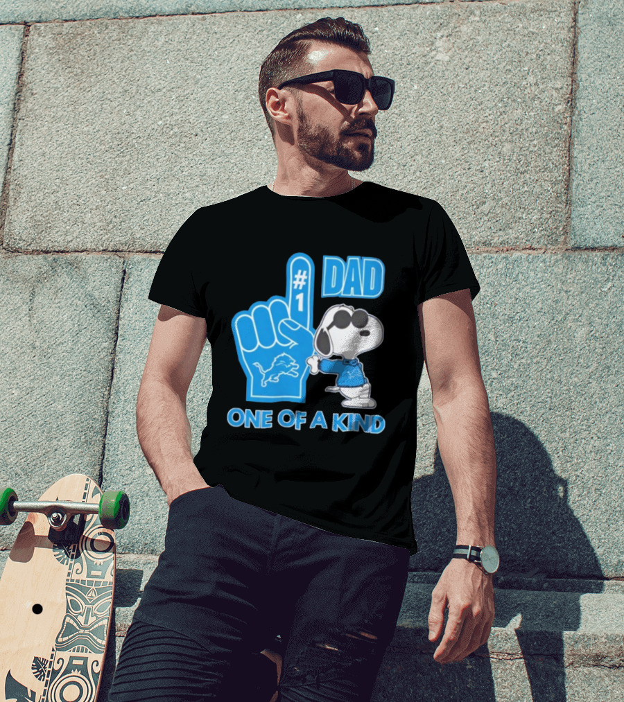 Detroit Lions Snoopy #1 Dad One Of A Kind T-Shirt