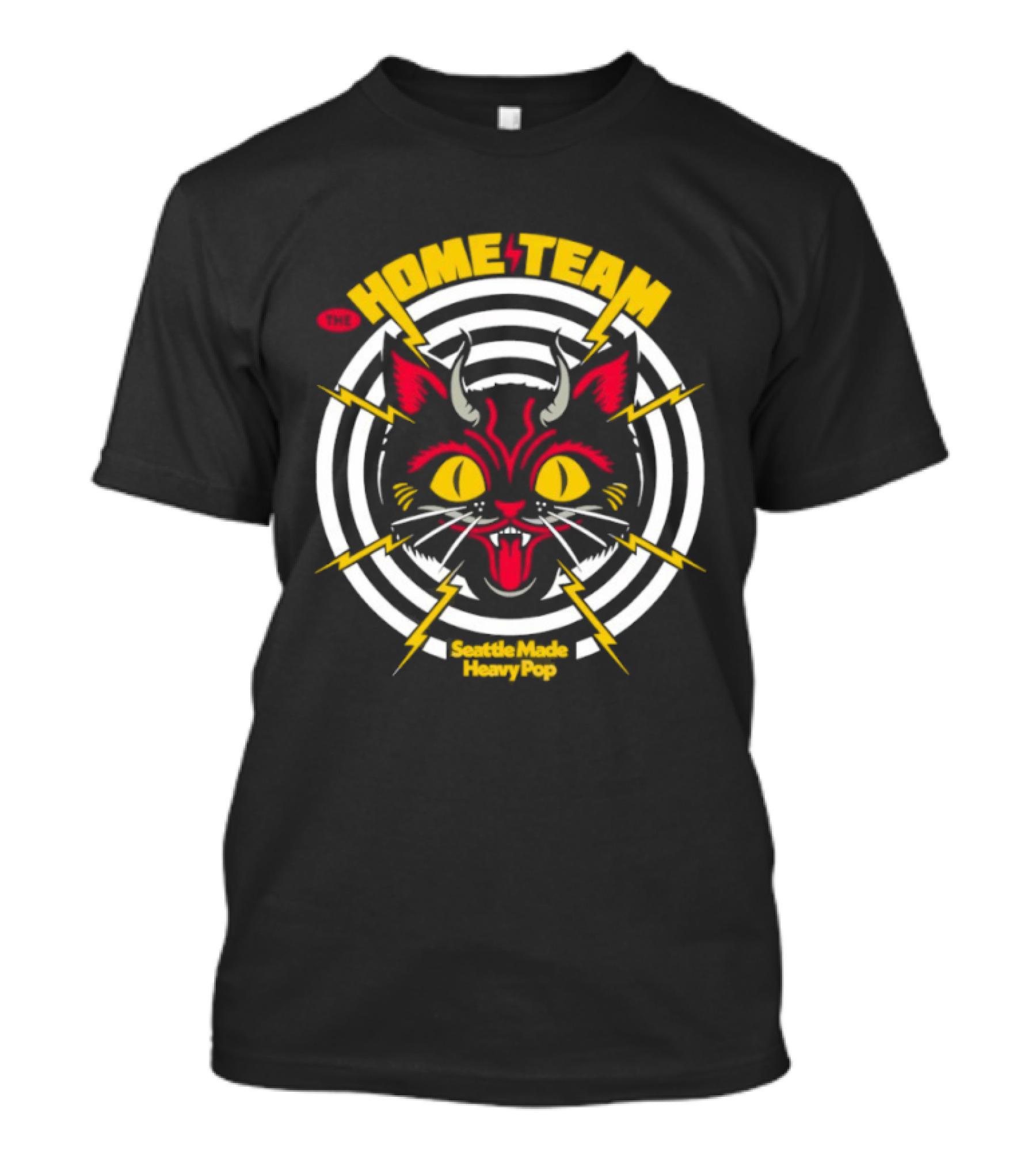 Devil Cat The Home Team Seattle Made Heavy Pop Vibrant Horned Feline With Striking Lightning Bolts T-Shirt