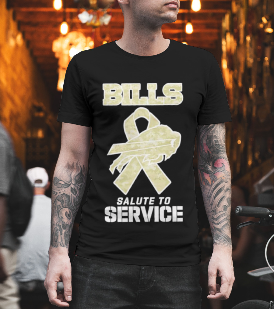 Buffalo Bills Camouflage Ribbon Military Salute To Service T-Shirt