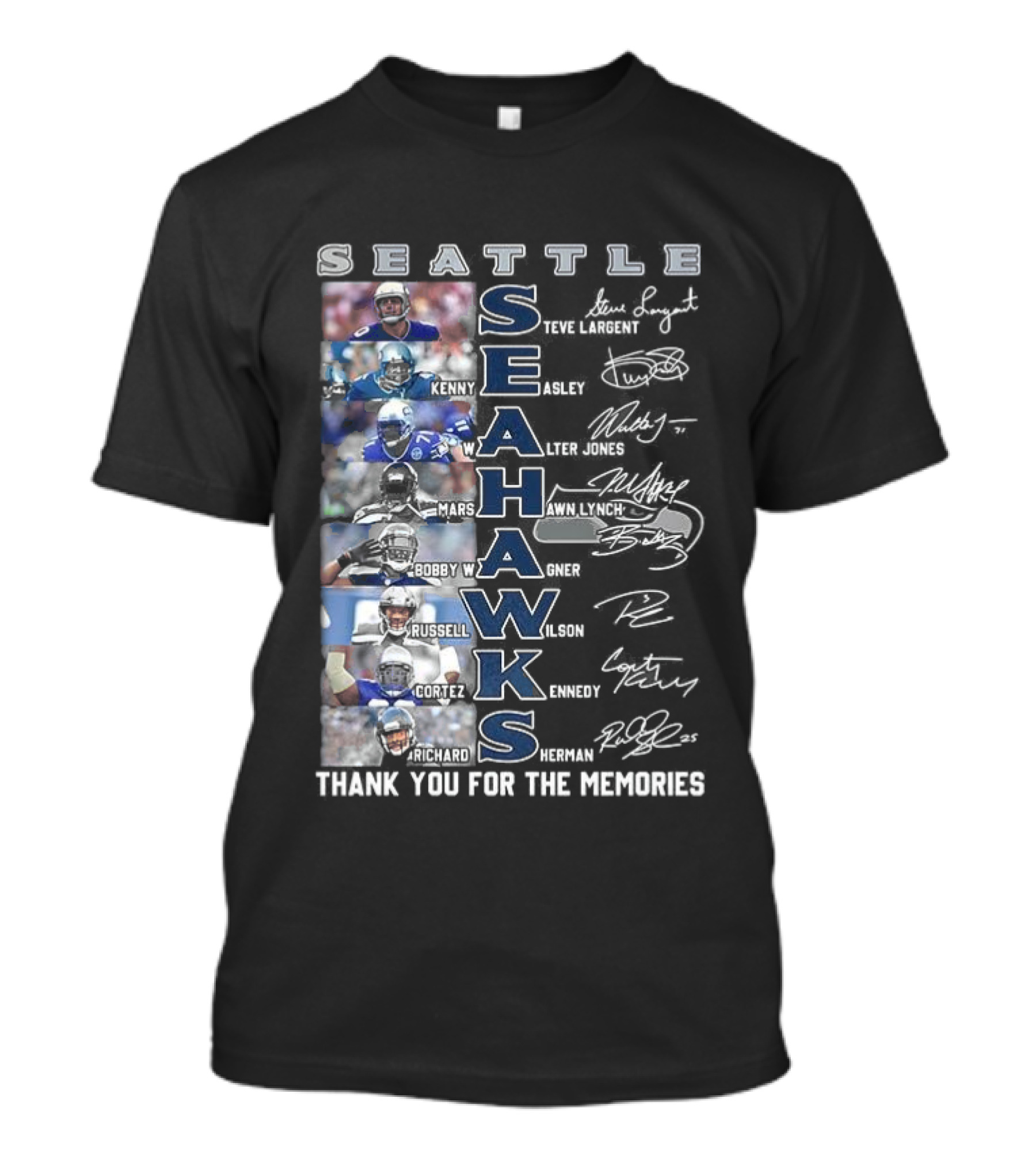Seattle Seahawks Thank You For The Memories Player Signatures NFL Honor T-Shirt