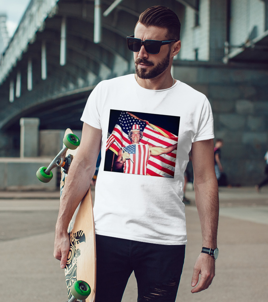 Arnold Schwarzenegger 1983 US Citizenship American Flag Celebration T-Shirt