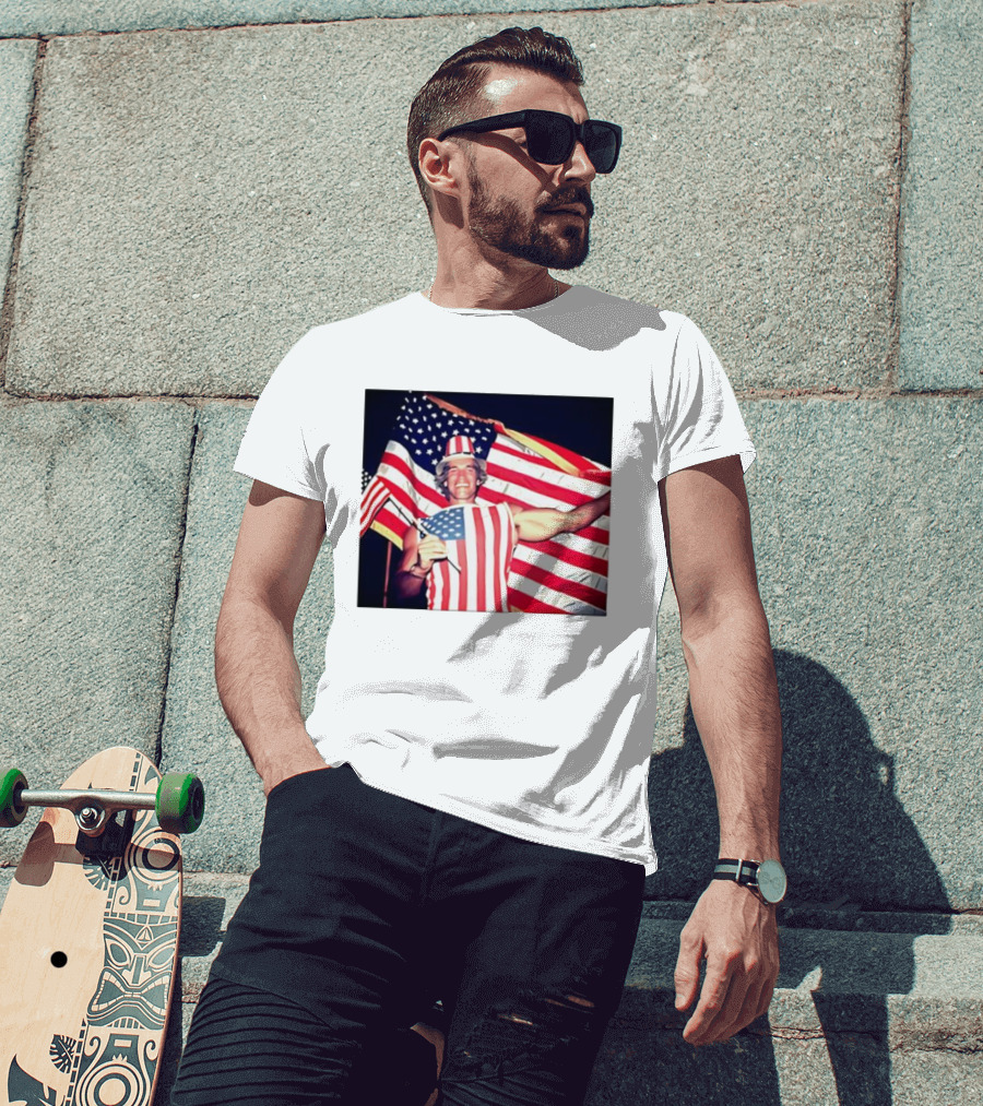 Arnold Schwarzenegger 1983 US Citizenship American Flag Celebration T-Shirt