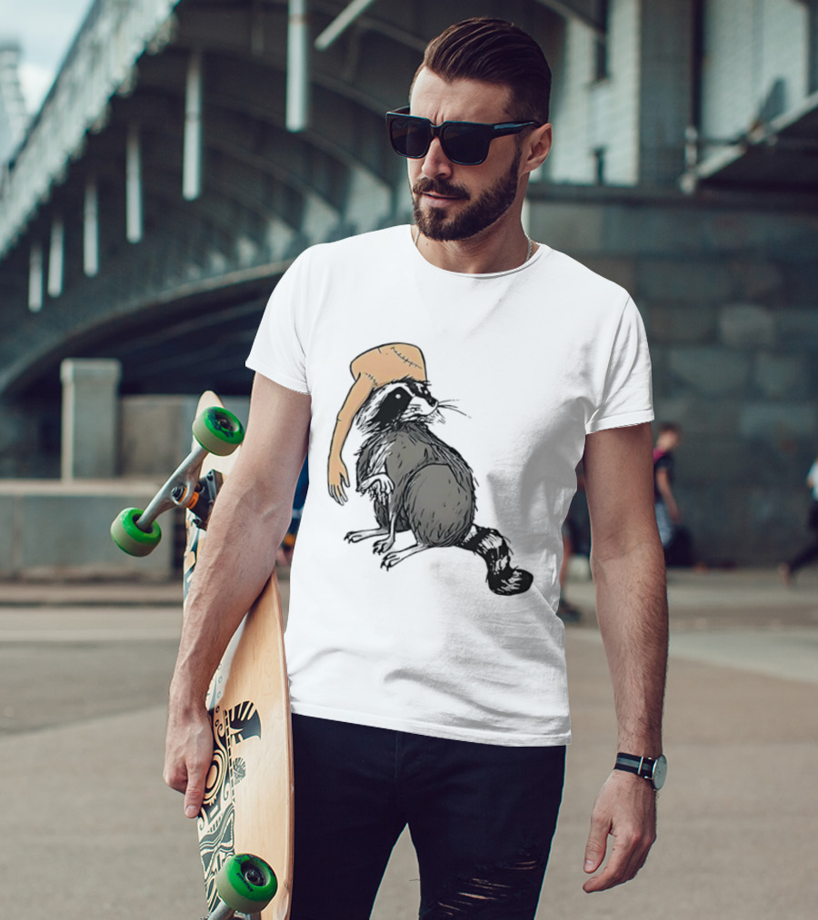 Raccoon With Human Arm Hat T-Shirt