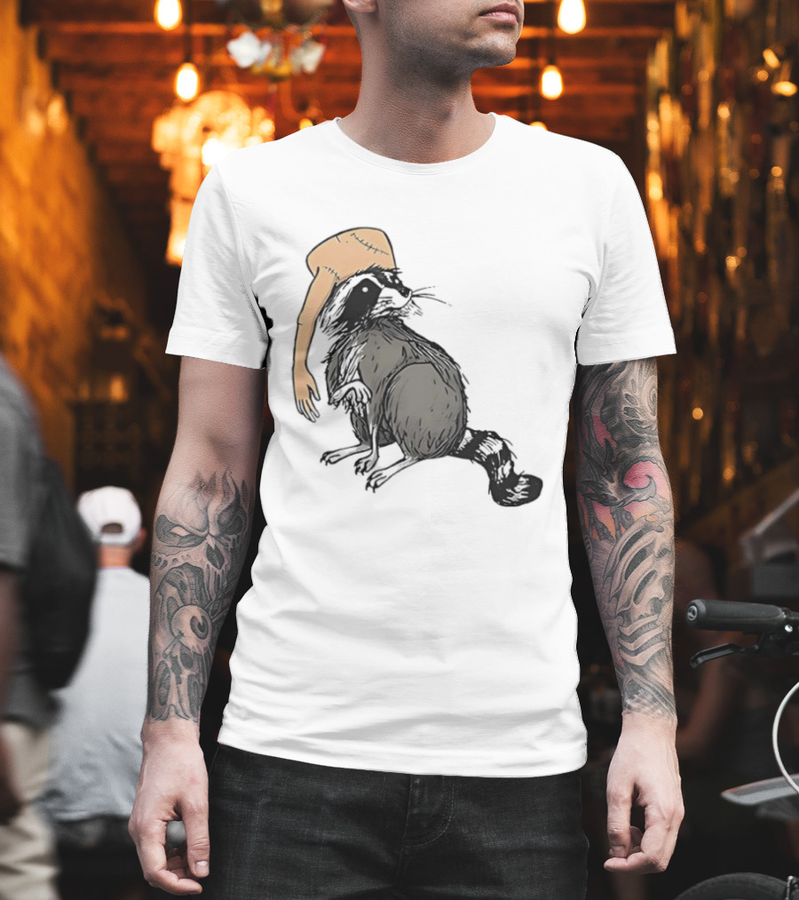 Raccoon With Human Arm Hat T-Shirt