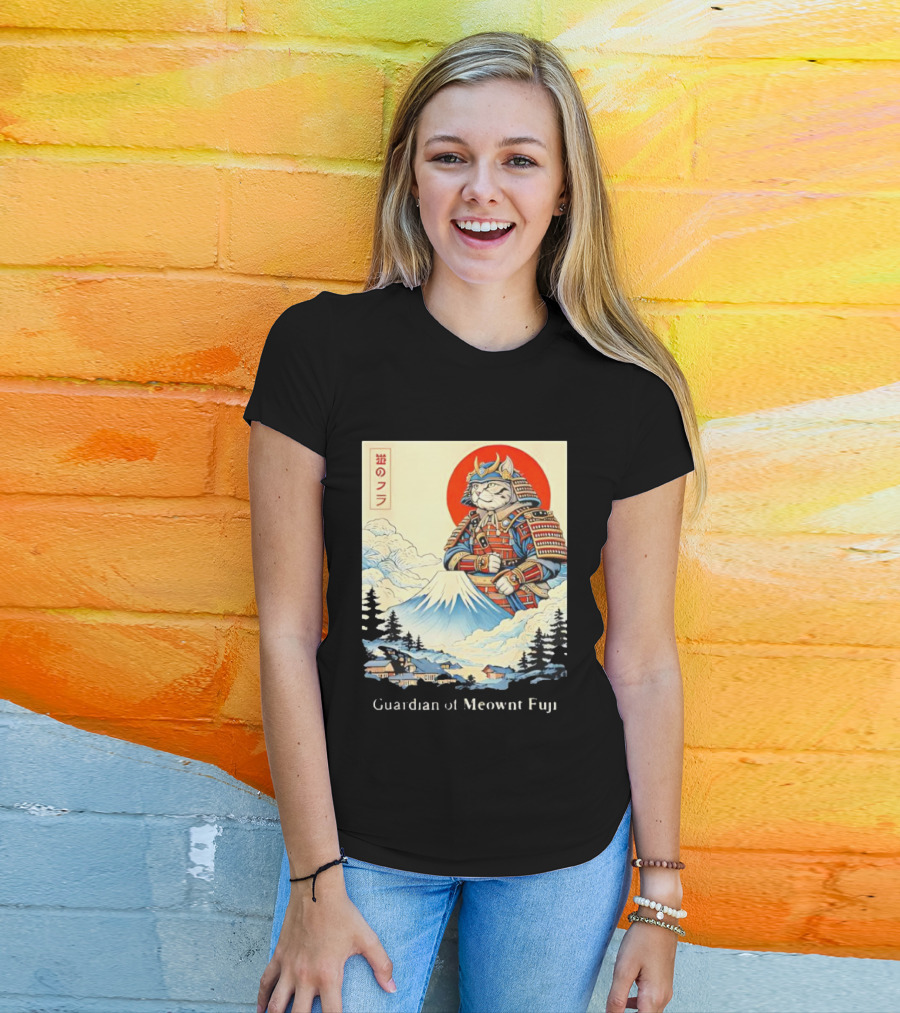 Guardian Of Meownt Fuji Samurai Cat Japanese T-Shirt