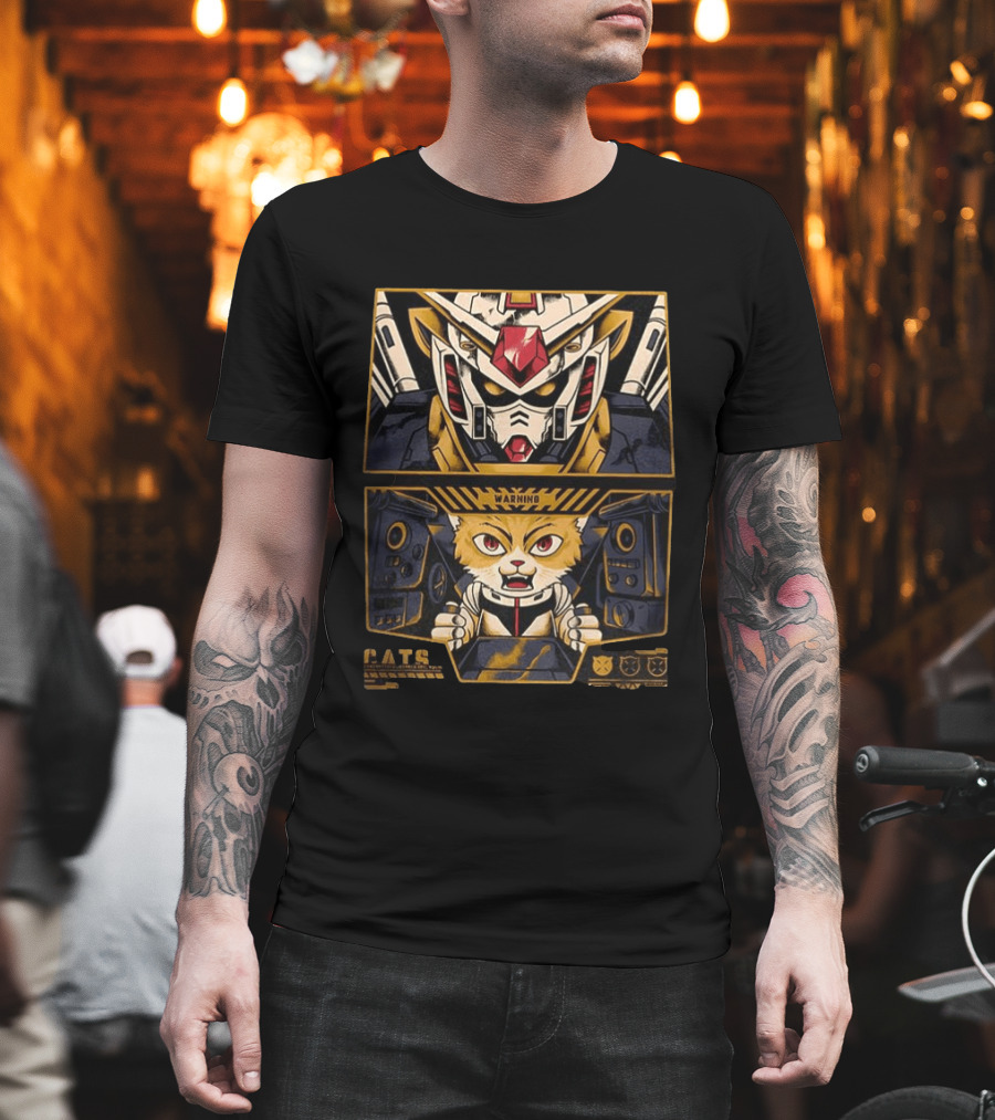 Amuro The Cat RX 78 2 Gundam Anime Warning Cats Play Grumpy Meows T-Shirt