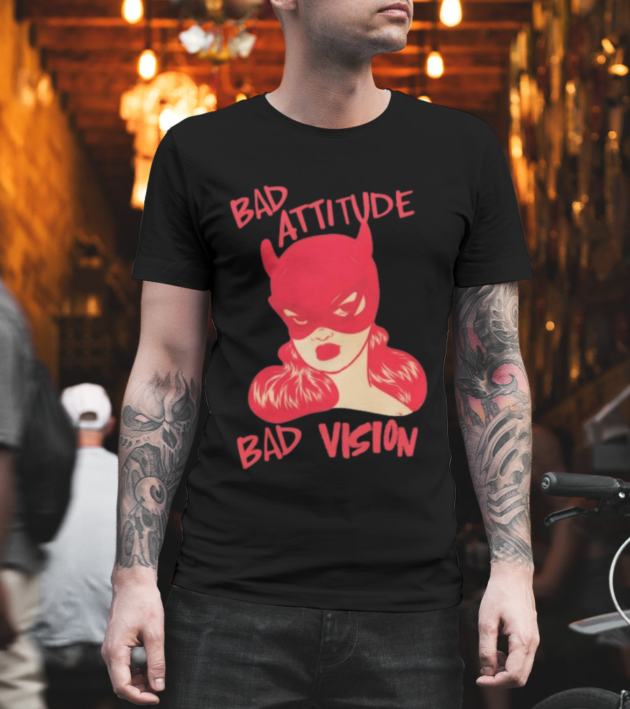 Bad Attitude Bad Vision HDZ Retro Comic Style Masked Woman T-Shirt