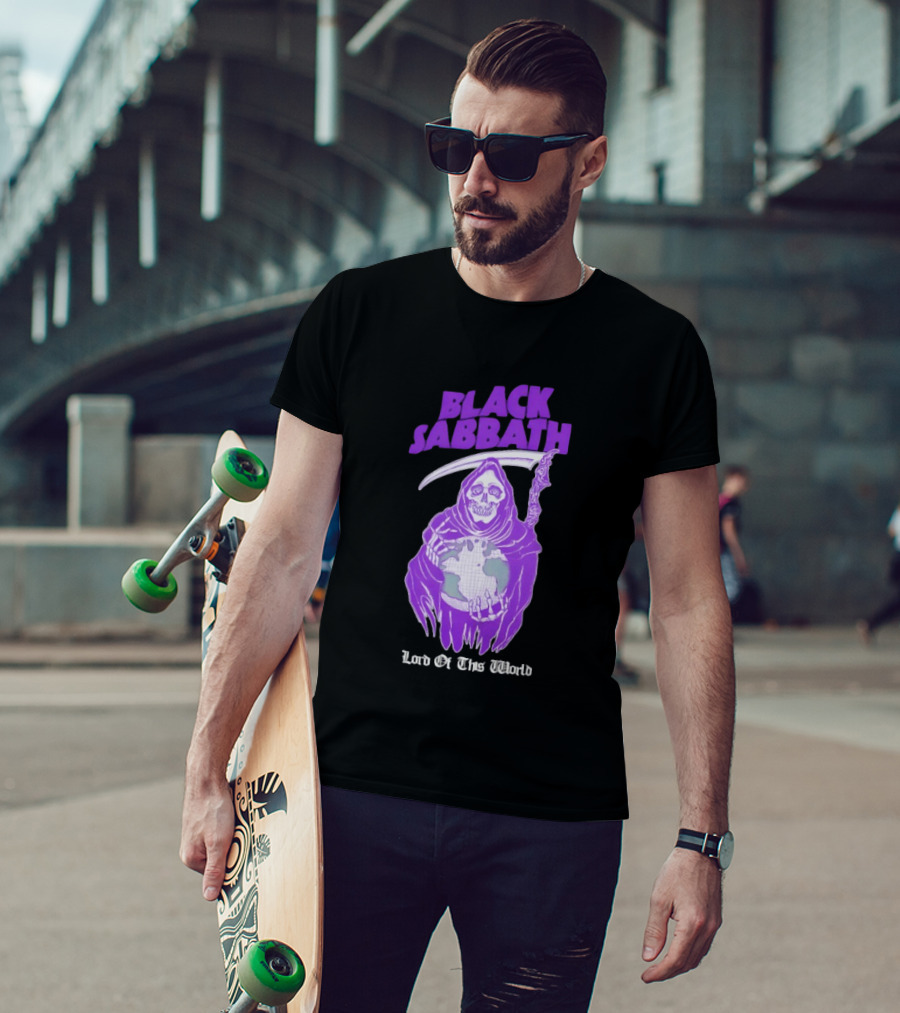 Black Sabbath Lord Of This World Grim Reaper Holding Earth T-Shirt