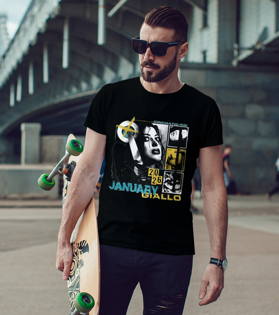 Cinematic Void January Giallo 2026 Knife Black And Yellow T-Shirt