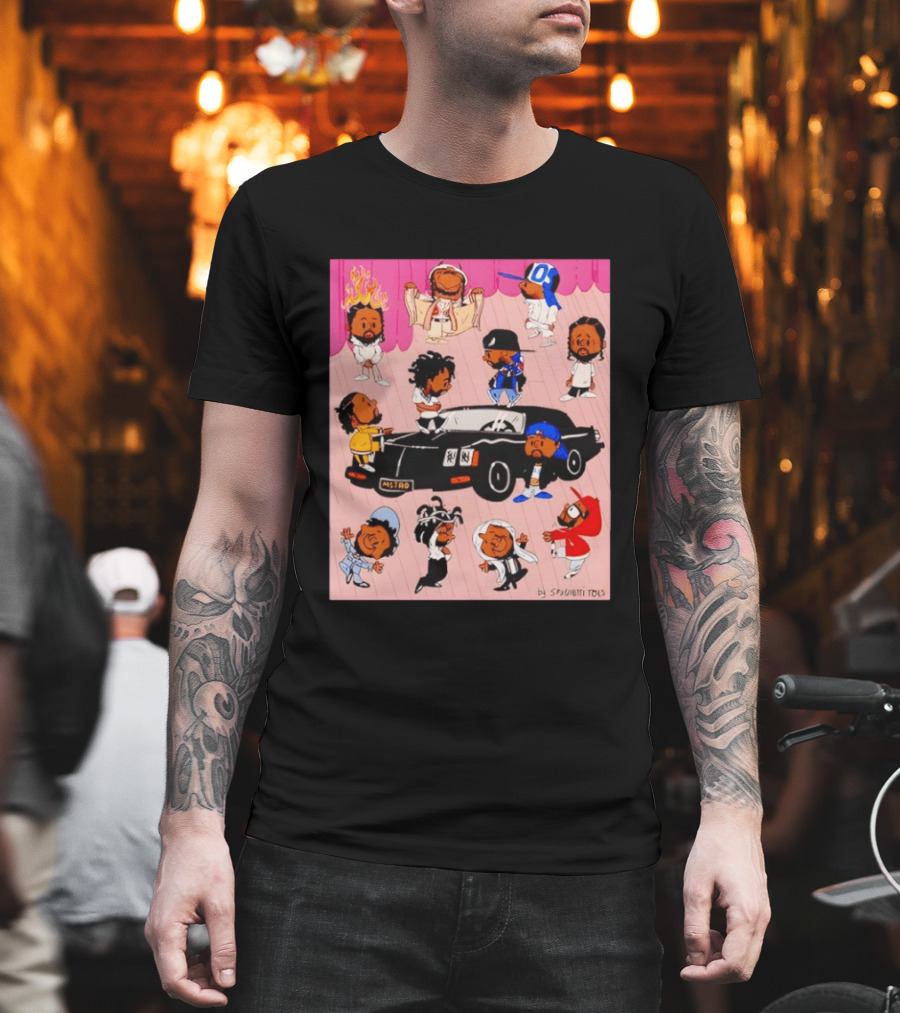 Kendrick Lamar Peanuts Characters Mashup Diverse Eras By Spughetti Tolls T-Shirt