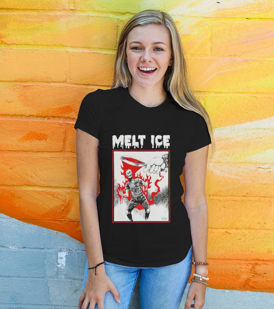 Melt Ice Skeleton Magnifying Glass Scene T-Shirt