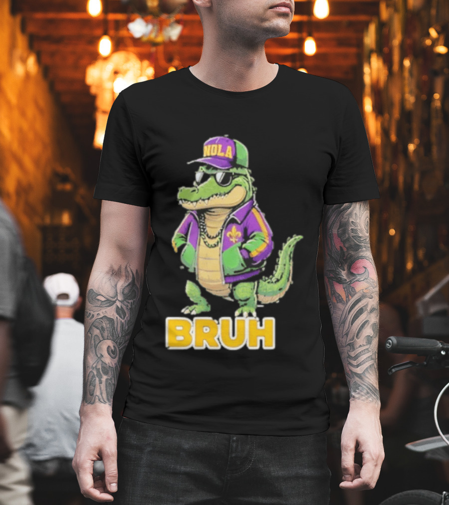 New Orleans Alligator Nola Bruh Mardi Gras Party Vibe T-Shirt