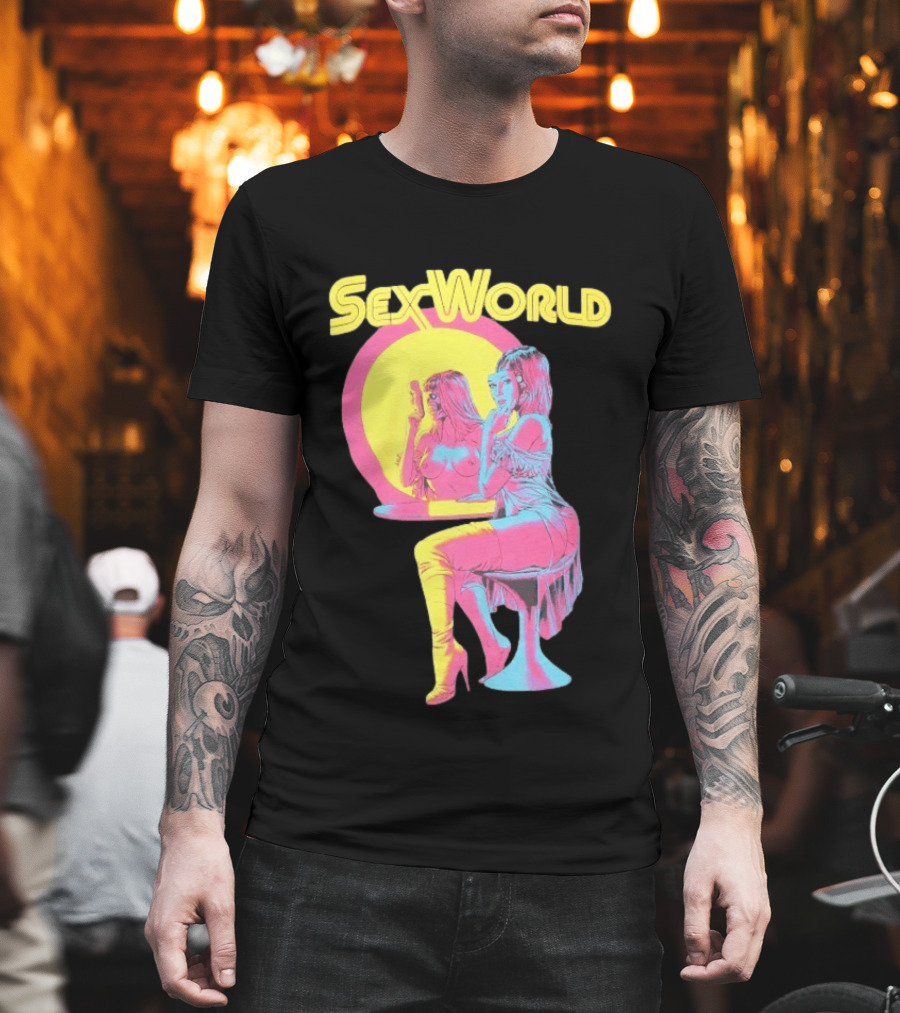 SexWorld Retro Neon Art Style With Futuristic Sexbot T-Shirt