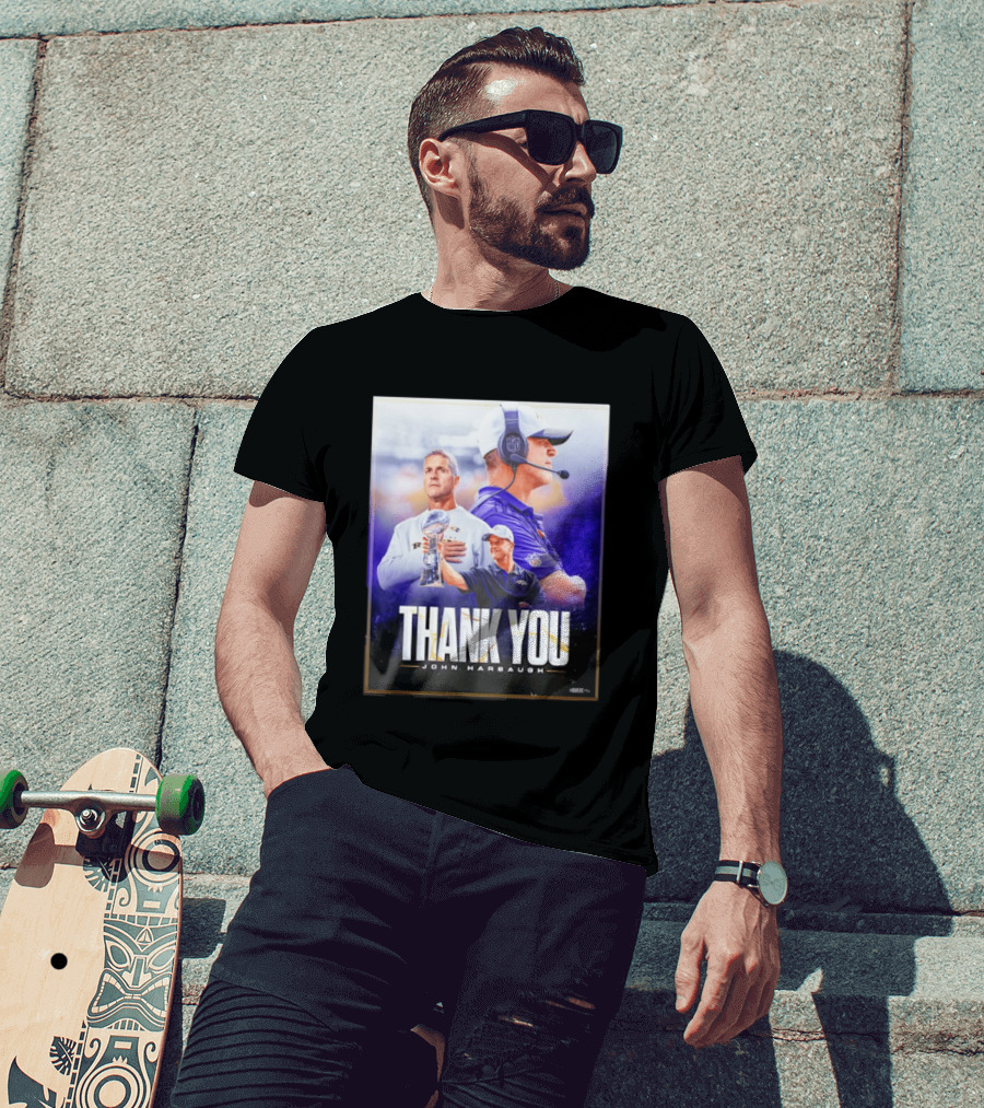Thank You John Harbaugh NFL Coach Career Highlights Ravens Leadership T-Shirt