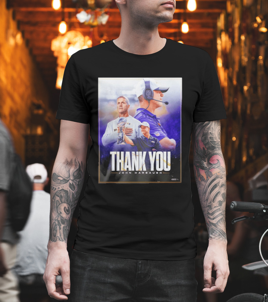 Thank You John Harbaugh NFL Coach Career Highlights Ravens Leadership T-Shirt